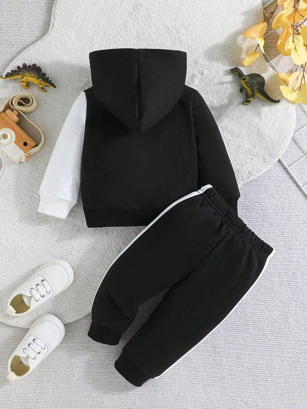 Black Panel Dinosaur Winter Kids Suit