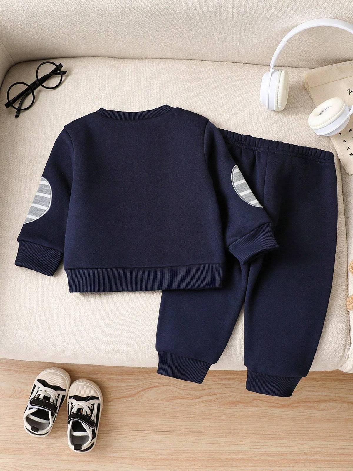 Navy Blue Horse Printed Winter Kid's Suit