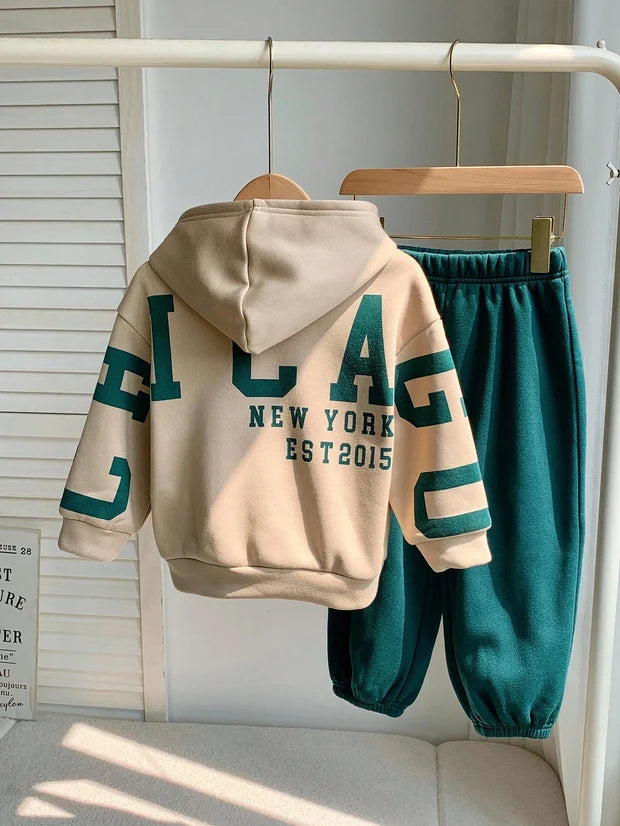 New York Printed Winter Kids Suit