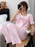 Pink Ribbon Printed Night Suit