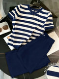 Navy Blue Stripe Night Suit