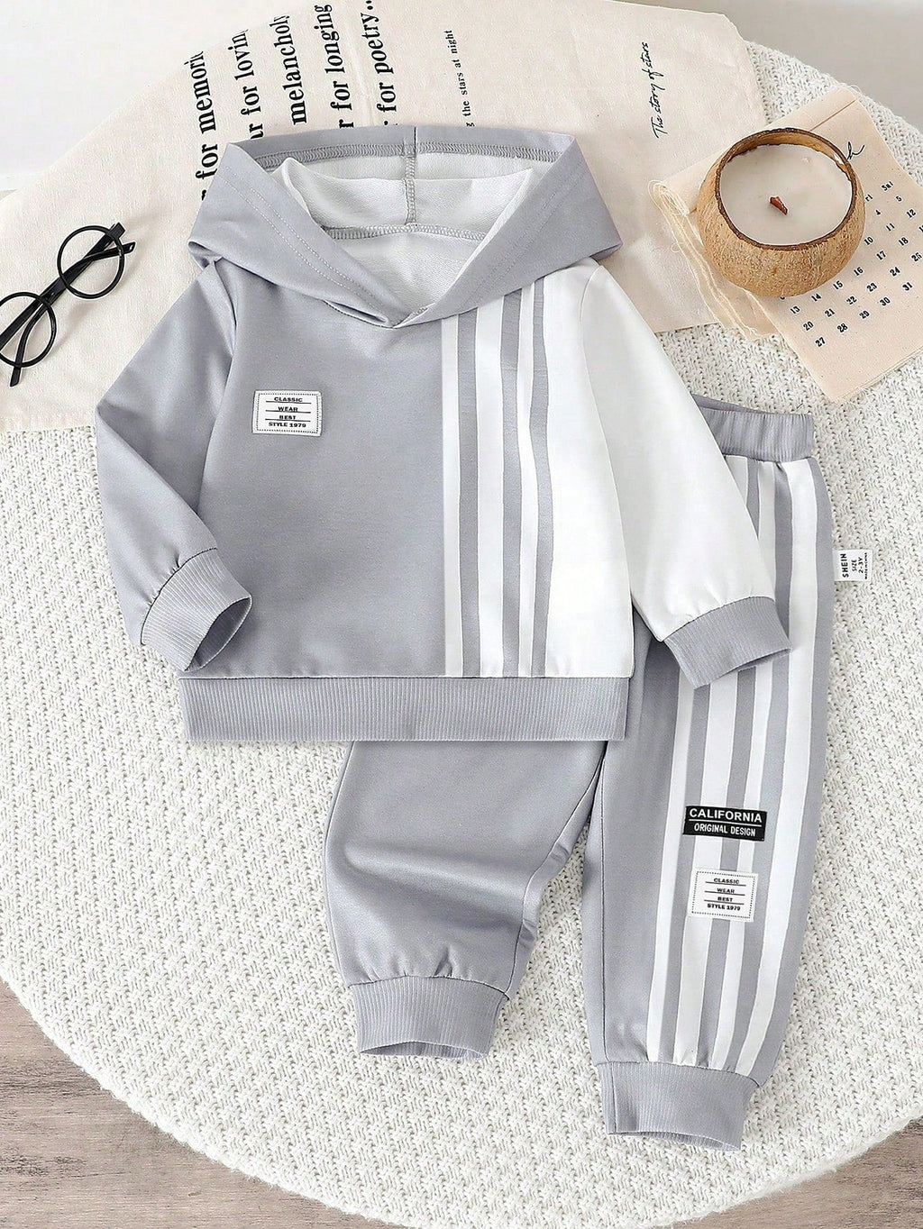 Grey Panel Style Winter Kids Suit