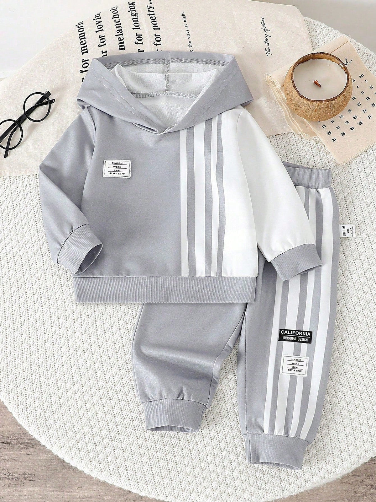 Grey Panel Style Winter Kids Suit