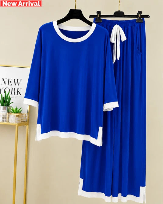 Navy Blue Plazzo Night Suit