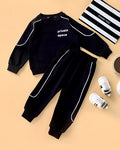 Black Space Printed Winter Kids Suit
