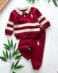 Maroon Horse Printed Winter Kids Suit