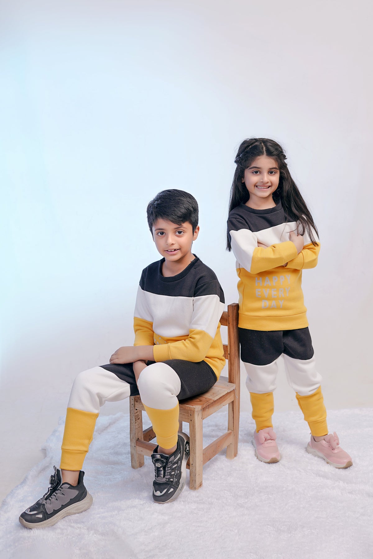 Yellow Panel Winter Kids Suit