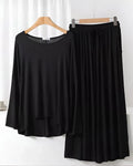 Black Plain Plazzo Night Suit