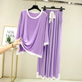 Purple Neck Plazzo Printed Night Suit