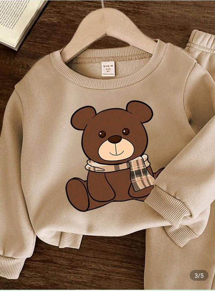 Teddy Bear Printed Winter Kids Suit