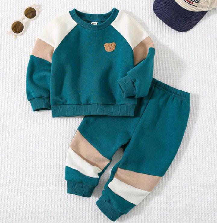 Green Teddy Printed Winter Kids Suit