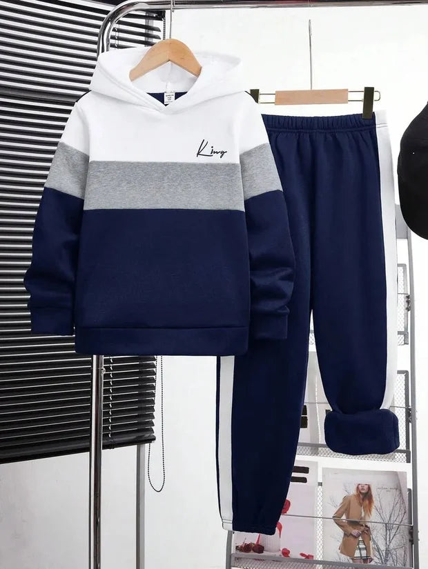 Hoodie Style Panel King Printed Winter Kid's Suit (7 to 14 Years)
