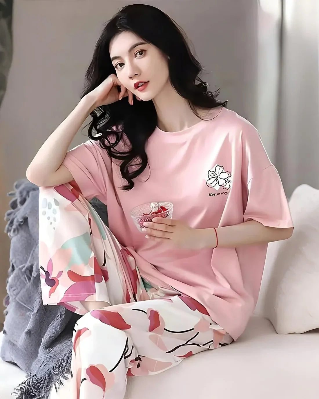 Long Leaf Printed Night Suit